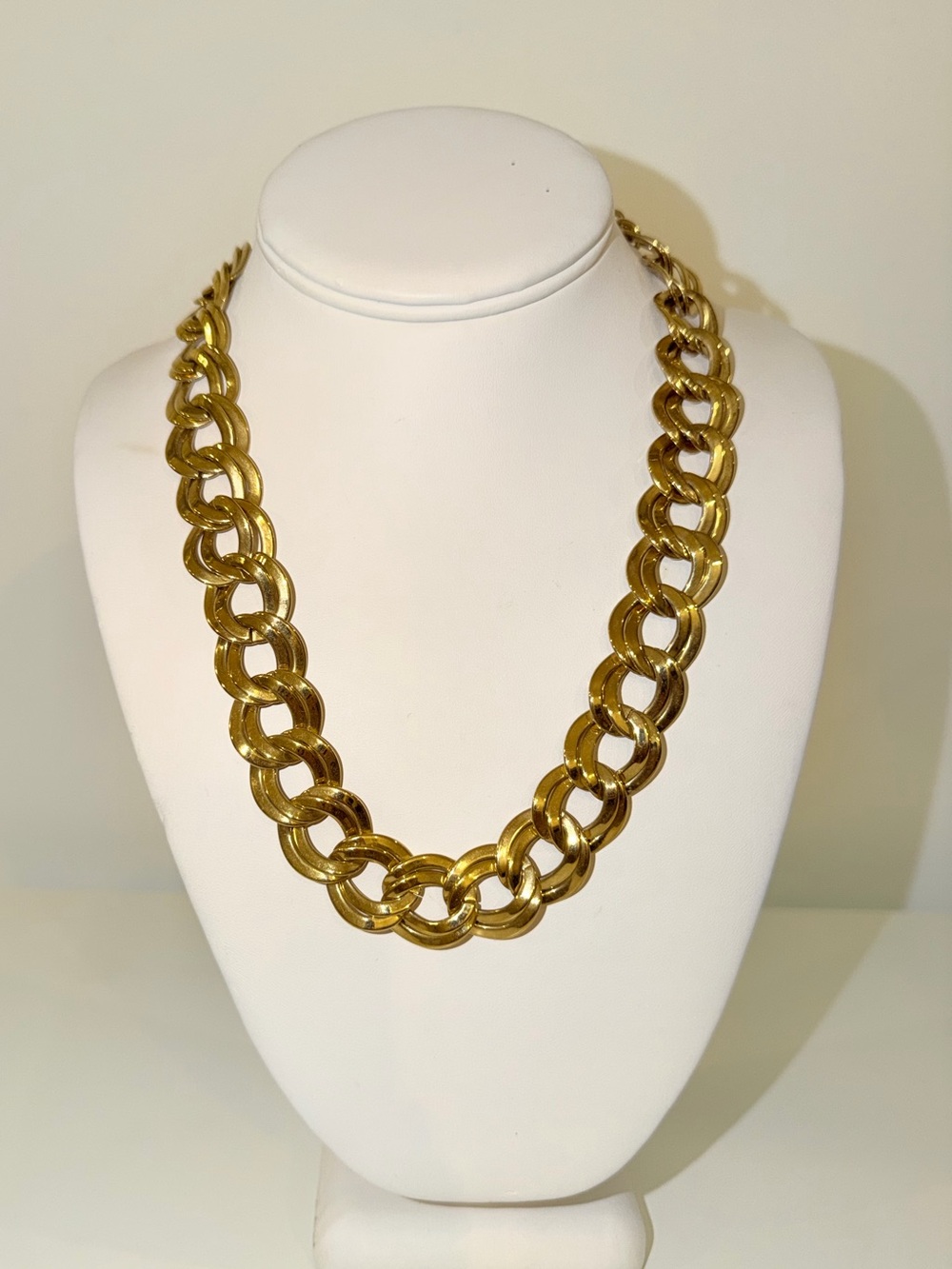 Vintage Gold-Tone Chunky Cable Link Adjustable Necklace
